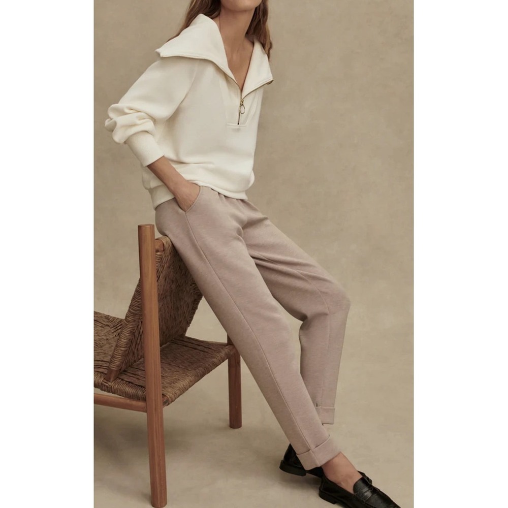 Varley Vine Half Zip Ottoman Ribbed Knit Pullover Beige Top Women's Oversized XS - Picture 13 of 13